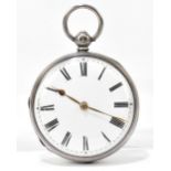 A Victorian hallmarked silver key wind open face pocket watch, the enamelled dial set with Roman