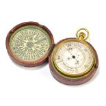 NEGRETTI & ZAMBRA; a gilt metal crown wind pocket forecaster with silvered dial, diameter 5.5cm,