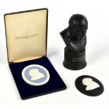 WEDGWOOD; a limited edition jasperware plaque commemorating the centenary of the birth of Sir