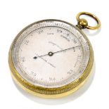 LILLEY & SON OF LONDON; an early 20th century gilt metal cased aneroid pocket barometer with