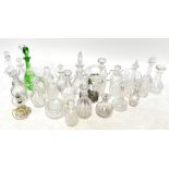 A selection of 19th century and later glass decanters, dishes etc, to include a green glass decanter