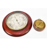 LUFFT; a beech cased aneroid barometer with gilt base, diameter 11cm, and a modern Millibars aneroid