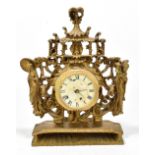 A modern decorative gilded resin timepiece, width 38cm (af).