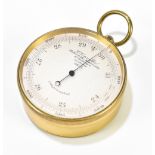 L CASELLA OF LONDON; an early 20th century gilt metal aneroid pocket barometer, with silvered dial