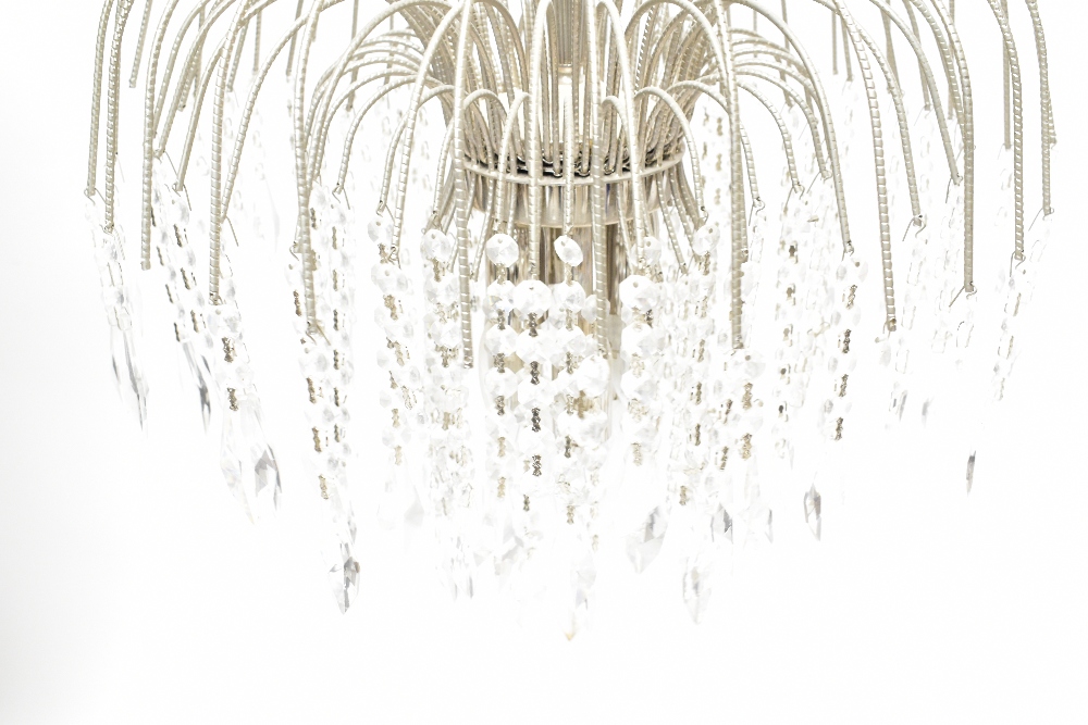 A modern glass drop chandelier together with a glass eight branch chandelier, height of largest - Image 3 of 4