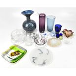 A small mixed collection of decorative ceramics and glassware including a Murano bowl, studio