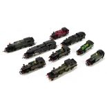 A collection of nine unboxed locomotives, including Hornby examples.