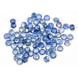 SAPPHIRE; a group of round facet cut stones weighing 20.53ct, each 3.75mm diameter.