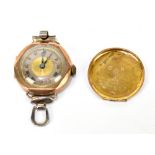 A lady's 9ct yellow gold vintage watch head with Roman numerals to the circular dial, combined