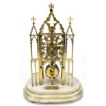 BODDINGTON OF MANCHESTER; a 19th century Gothic brass skeleton clock with Roman numerals to the