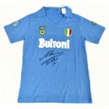 DIEGO MARADONA; a Napoli home shirt, signed to the front, size S.Additional InformationCreasing