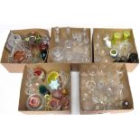 A very large collection of glassware including decanters, drinking glasses, bowls, coloured glass,