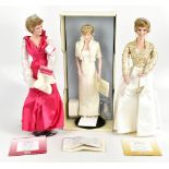 THE ASHTON-DRAKE GALLERIES; four Lady Diana Spencer dolls, with a Franklin Mint Lady Diana Spencer