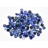 SAPPHIRE; a group of round facet cut stones weighing 15.22ct, 3mm diameter.