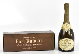 CHAMPAGNE; a single bottle of Dom Ruinart Blanc de Blancs Brut 1973, bottle number 00470B, boxed.