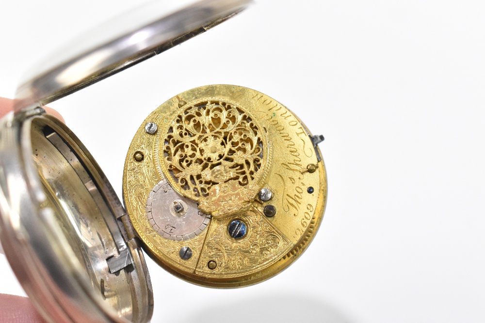 A Victorian hallmarked silver key wind open face pocket watch, the enamelled dial set with Roman - Image 4 of 5