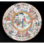 An early to mid 20th century Japanese porcelain Famille Rose wall charger in the Chinese style,