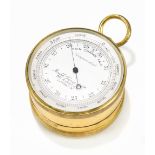 JOSEPH DAVIS & CO OF LONDON; a gilt metal cased combination aneroid pocket barometer and compass,