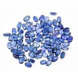 SAPPHIRE; a group of oval facet cut stones weighing 25.29ct, each 5mm x 3mm.