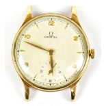 OMEGA; a gentleman's 1970s 9ct yellow gold wristwatch with subsidiary seconds hand to the circular