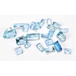 AQUAMARINE; a group of assorted cut stones totalling 22.49ct.