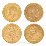 An Edward VII half sovereign, 1909, together with a George V half sovereign, 1915 (2).Additional