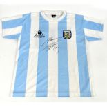 DIEGO MARADONA; a 1986 Argentina shirt, signed to the front, size M.Additional InformationCreasing