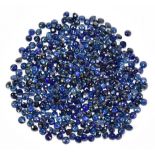 SAPPHIRE; a group of round facet cut stones weighing 34.10ct, each 2.5mm diameter.