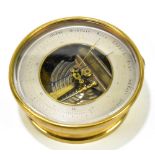PERTUIS, HULOT & NAUDET; an early 20th century brass plated holosteric aneroid barometer with