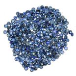 SAPPHIRE; a group of round facet cut stones weighing 20ct, each 2.25mm diameter.