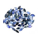 SAPPHIRE; a group of marquise cut stones weighing 19.41ct, each 6mm x 3mm.