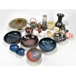 A collection of assorted ceramics including a Prinknash vase, height 24cm, large studio pottery