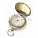 GH HOLMES OF YORK; a chrome plated full hunter style aneroid barometer, with silvered dial, diameter