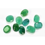 EMERALDS; ten oval facet cut stones totalling 20.71ct, each measuring 9mm x 7mm.