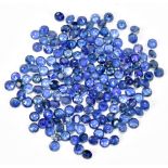 SAPPHIRE; a group of round facet cut stones weighing 20ct, each 2.75mm diameter.