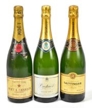 CHAMPAGNE; a single bottle of Moet & Chandon Premier Cuvee, 75cl, together with two further