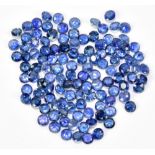 SAPPHIRE; a group of round facet cut stones weighing 20.97ct, each 3mm diameter.