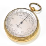 B COOKE & SON OF HULL; an early 20th century gilt metal aneroid pocket barometer, with silvered