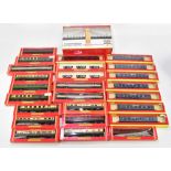 HORNBY; a collection of twenty five rolling stock carriages to include R.458 restaurant car, R.408