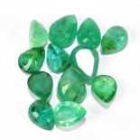 EMERALDS; a group of pear shaped facet cut stones weighing 14.52ct.