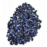 SAPPHIRE; a group of marquise cut stones weighing 25.03ct, each 4mm x 2mm.