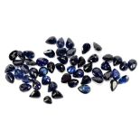 SAPPHIRE; a group of pear shaped facet cut stones weighing 10.46ct, each 4mm x 3mm.