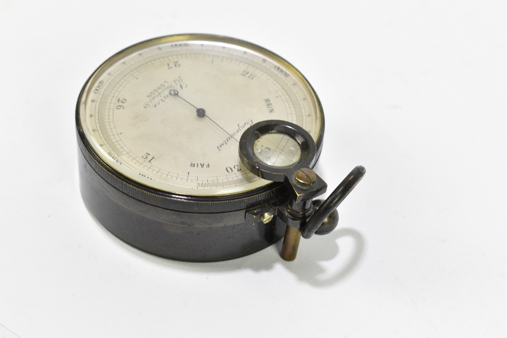 PEARCE OF LONDON; an early 20th century compensated surveyor's barometer, in black lacquered case, - Image 3 of 5