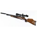 AIR ARMS; an S400 Classic .22 bolt action PCP air rifle, fitted with a silencer, variable zoom