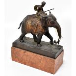 *****WITHDRAWN***** EUGENE BARILLOT (1850-1900); a bronze figure group of elephant and rider mounted