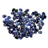 SAPPHIRE; a group of pear shaped facet cut stones weighing 23.33ct.