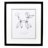 JEFF KOONS (born 1955); ink drawing, 'Balloon Dog', signed and dated 5-10-18, 24 x 19cm, framed