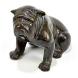 A contemporary bronze model of a seated bulldog, height 12.5cm.