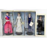 FRANKLIN MINT; three Diana, Princess of Wales, porcelain portrait dolls, each boxed, with a