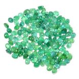 EMERALDS; a group of oval facet cut stones weighing 30ct, each 4mm x 3mm.